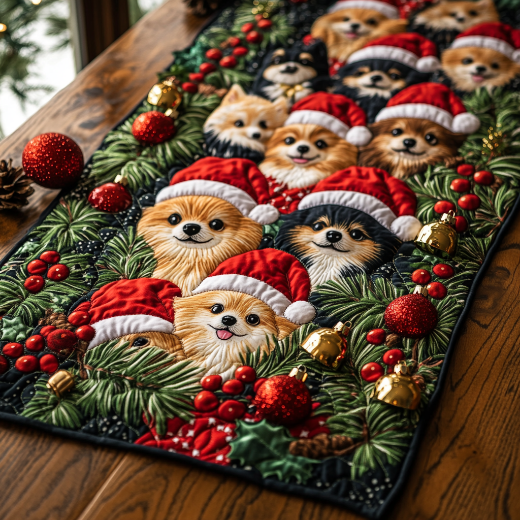 Pomeranian Joy Quilted Table Runner NCU0DDK1400