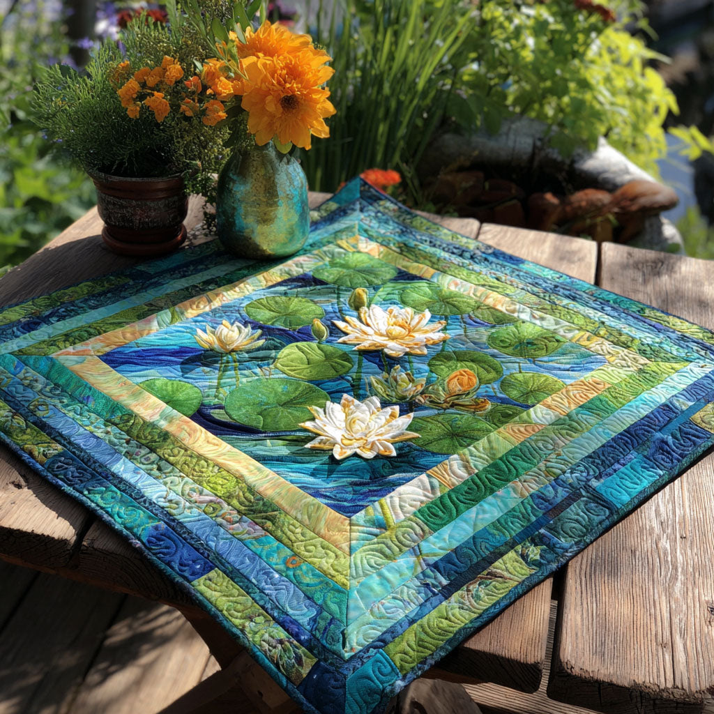 Pond Life Bliss Quilted Table Topper NCU0PTT956