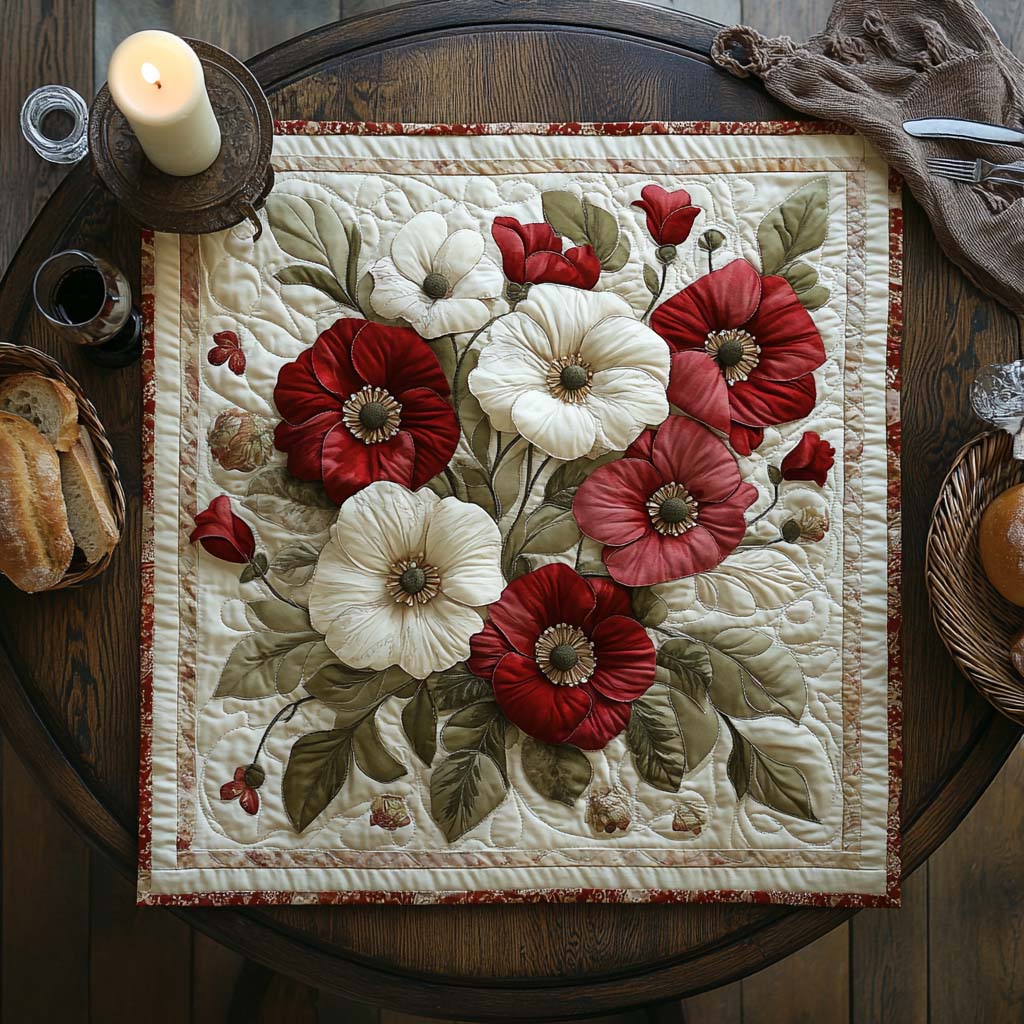 Poppy Garden Bliss Quilted Table Topper NCU0NXD087