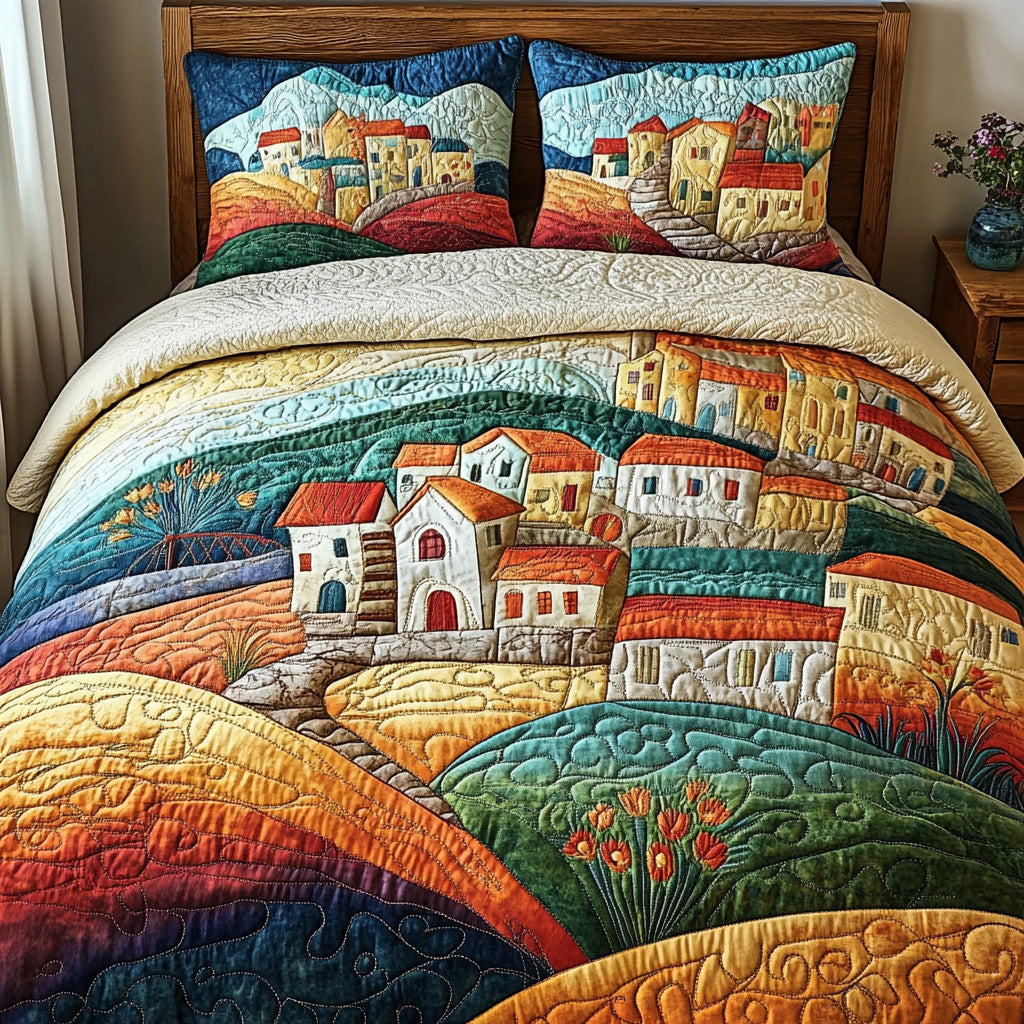 Positano View 3-Piece Quilted Bedding Set NCU0DV528