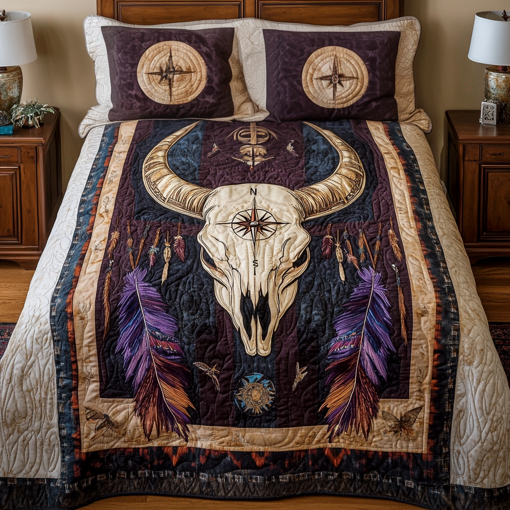 Prairie Compass 3-Piece Quilted Bedding Set NCU0NVH009