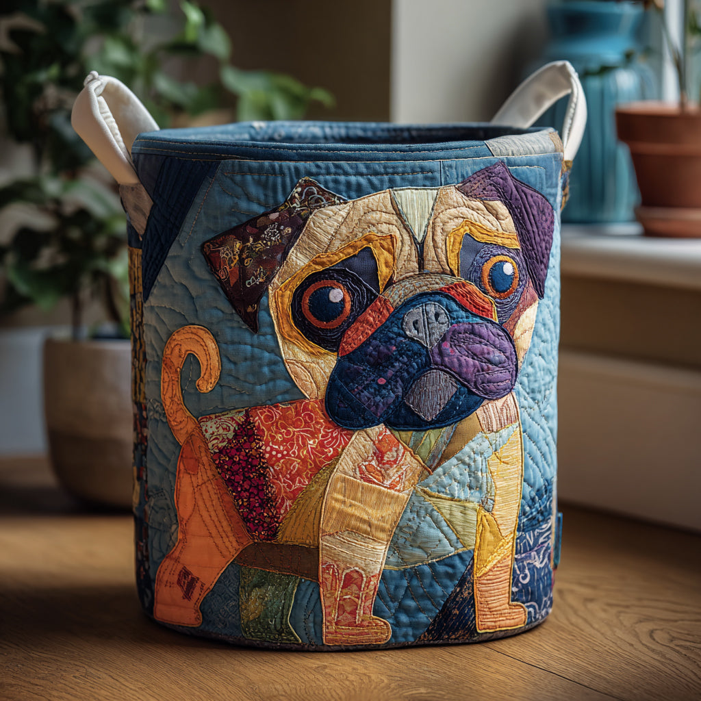 Pug Delight Quilted Laundry Basket NCU0DV1649