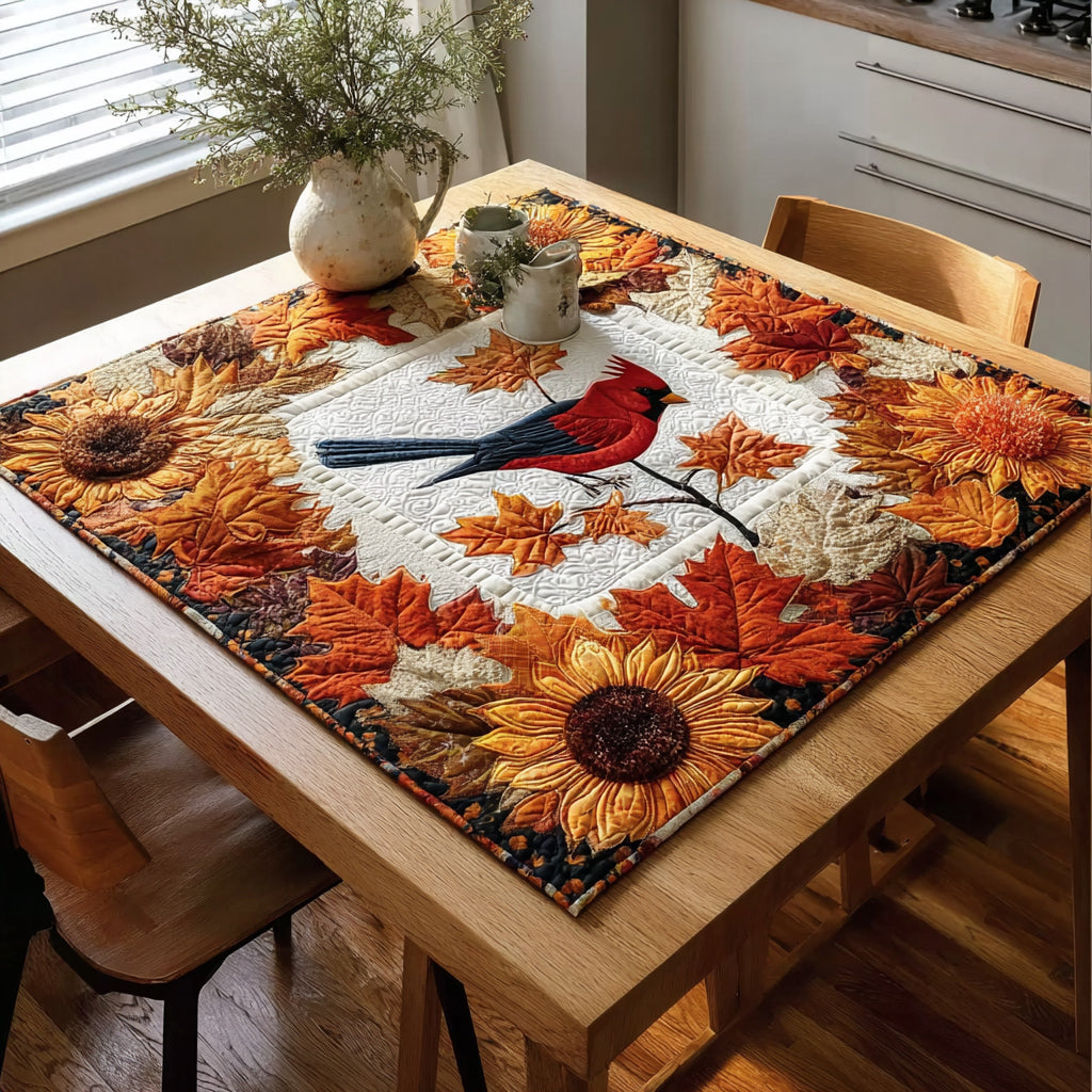 Pumpkin Cardinal Quilted Table Topper NCU0HNH030
