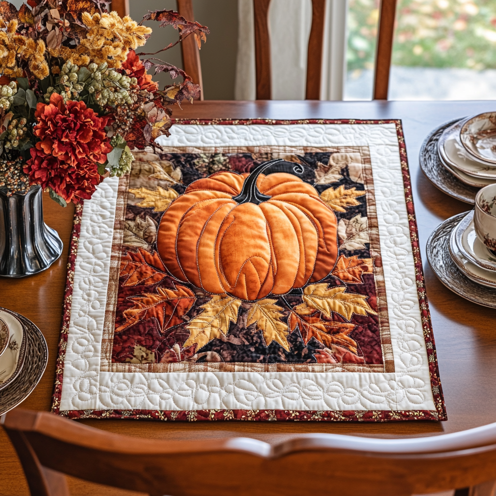 Pumpkin Charm Quilted Table Topper NCU0DDK597