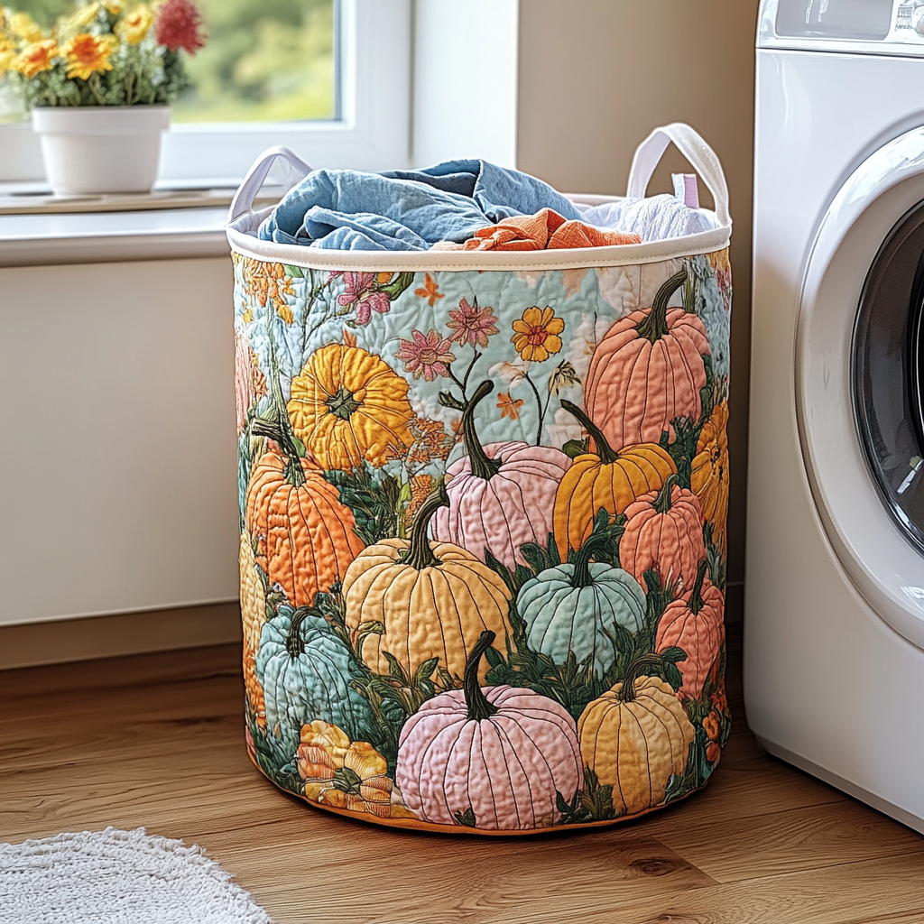 Pumpkin Field Quilted Laundry Basket NCU0DDK709