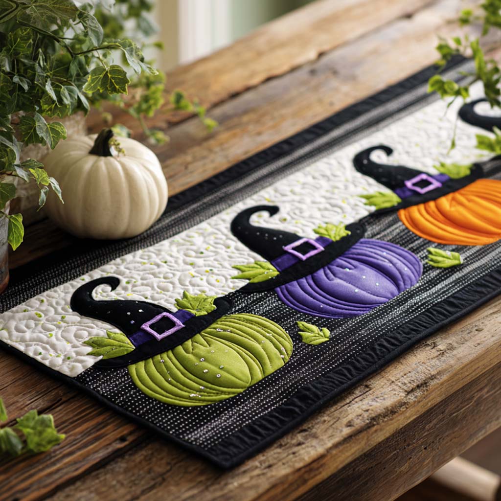 Pumpkin Parade Quilted Table Runner NCU0NXD288