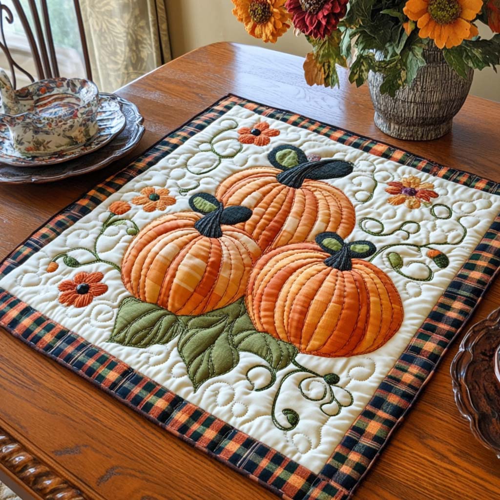 Pumpkin Patch Delight Quilted Table Topper NCU0NNT994