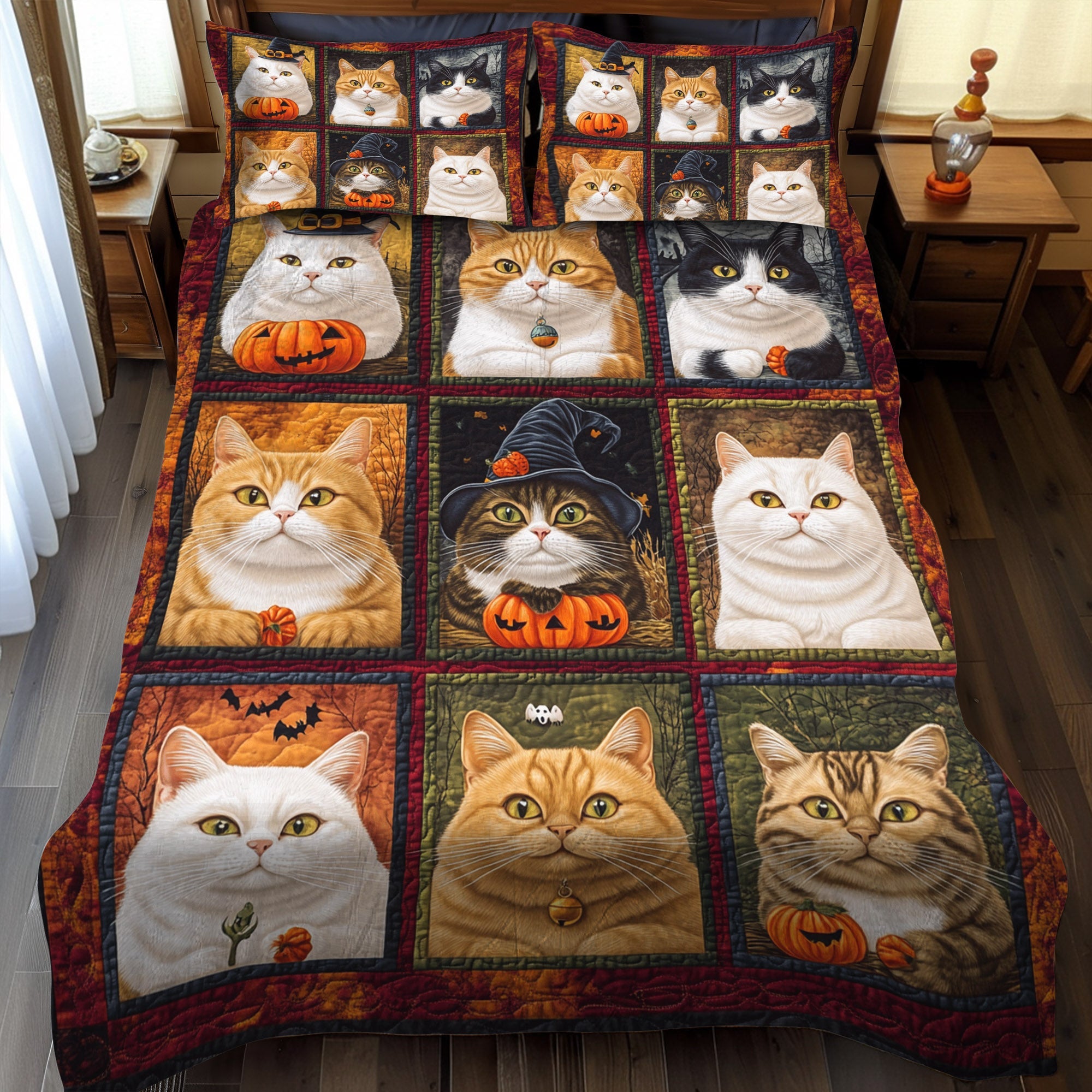 Pumpkin Paws 3-Piece Quilted Bedding Set NCU0TL1168