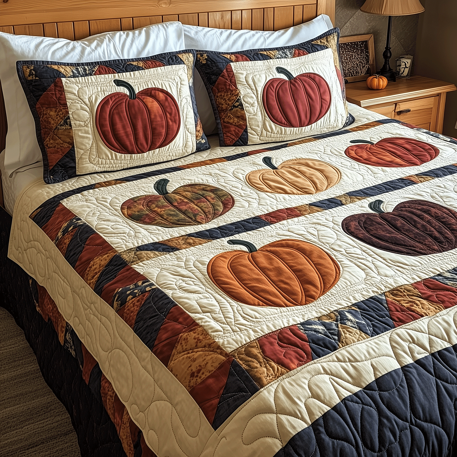 Pumpkin Spice 3-Piece Quilted Bedding Set NCU0TH1969