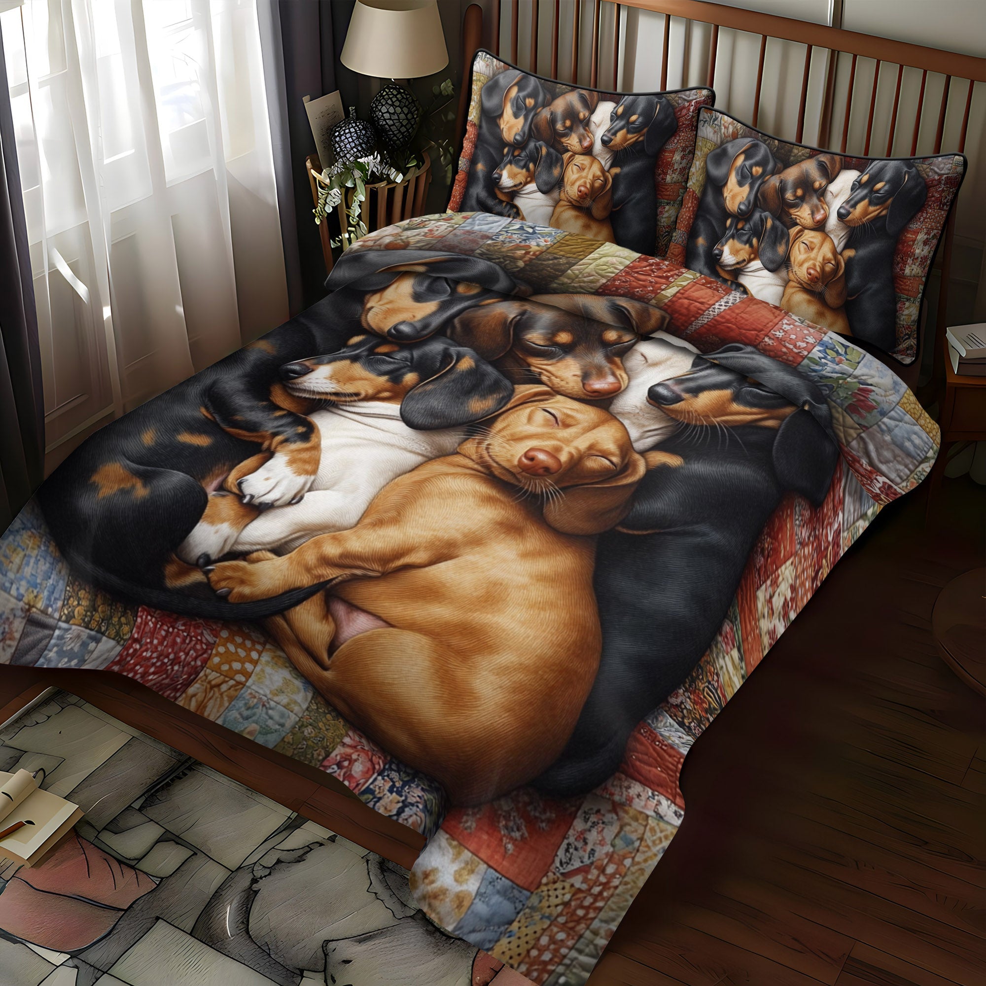 Puppy Pile 3-Piece Quilted Bedding Set NCU0NT1654