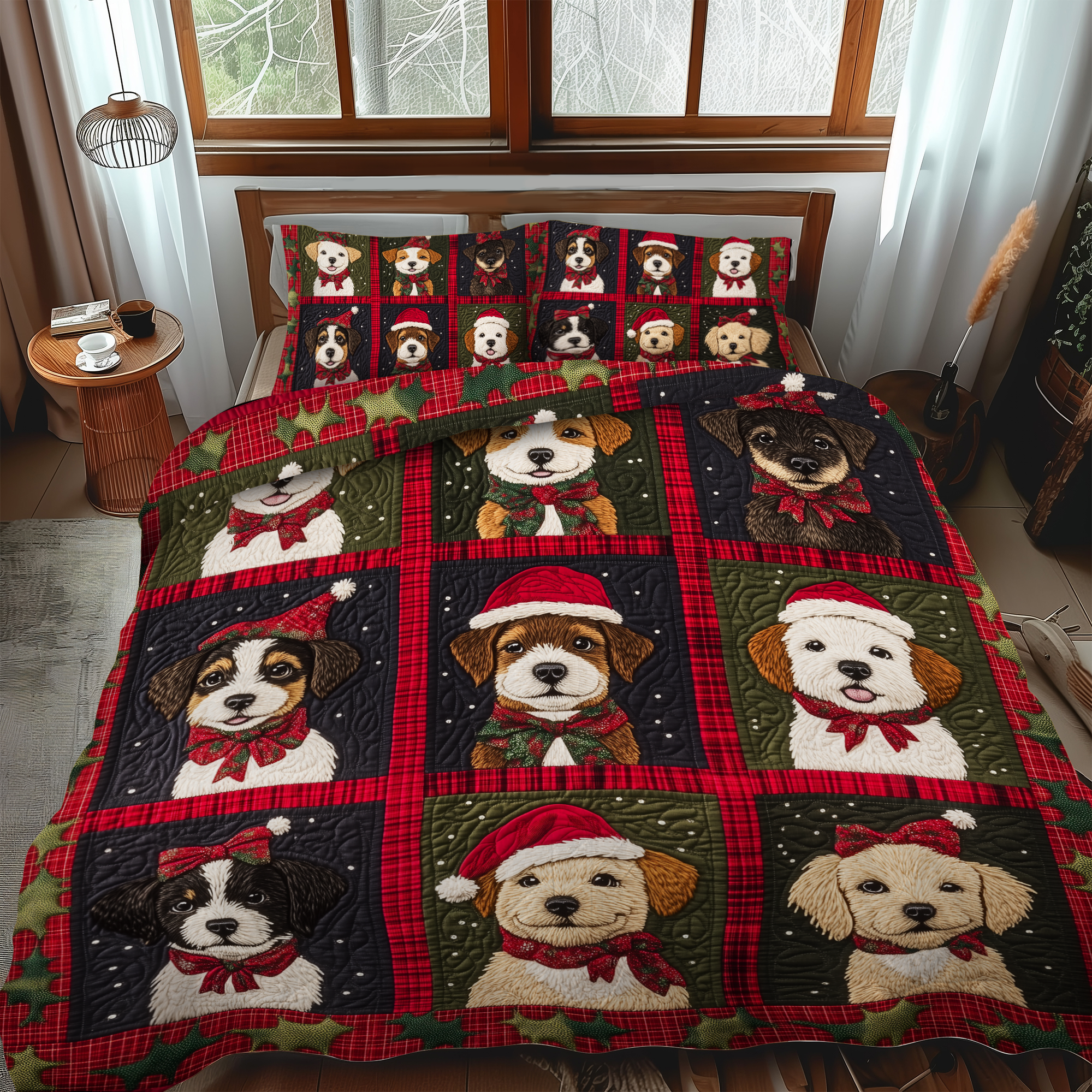 Puppy Winter Dreams 3-Piece Quilted Bedding Set NCU0VL628