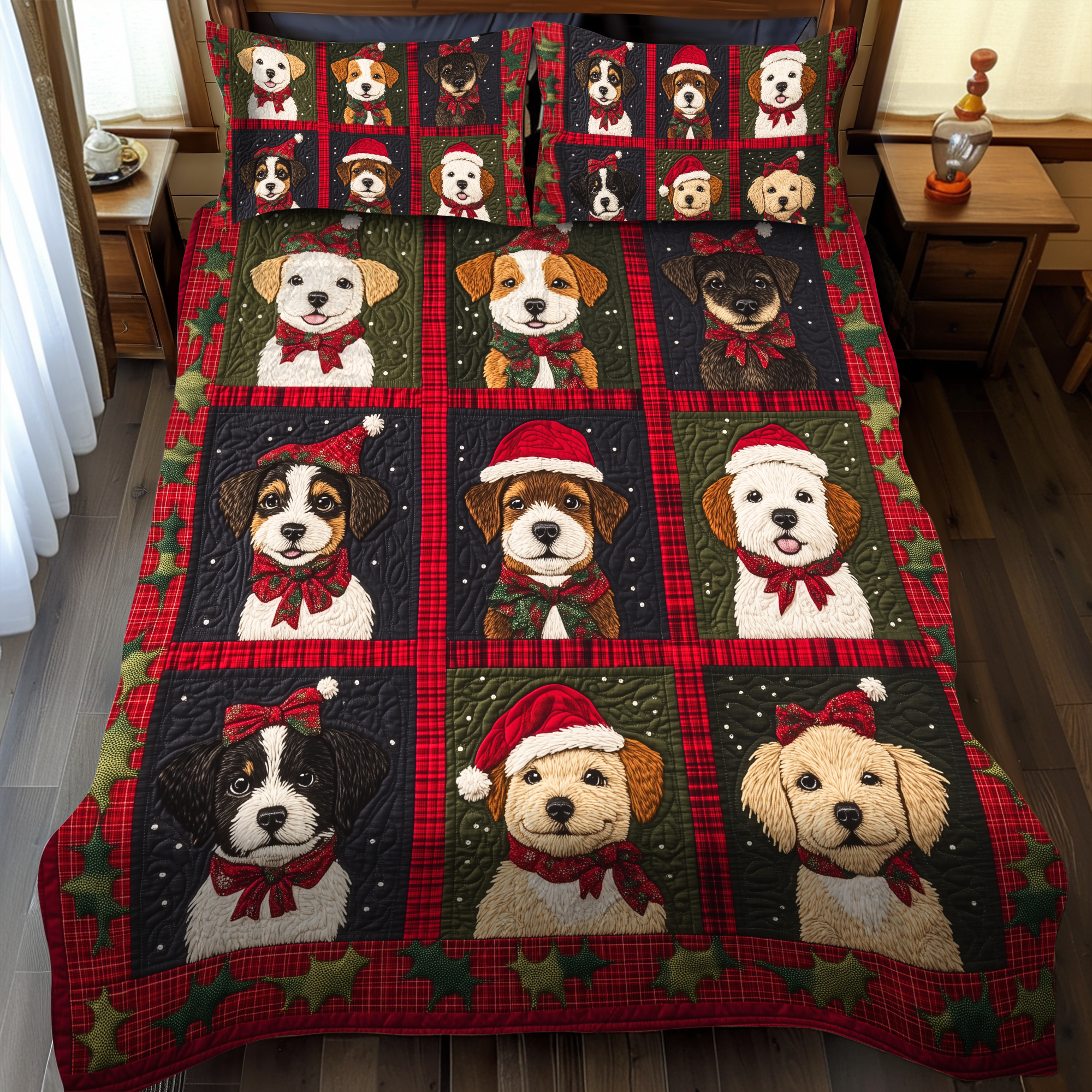 Puppy Winter Dreams 3-Piece Quilted Bedding Set NCU0VL628
