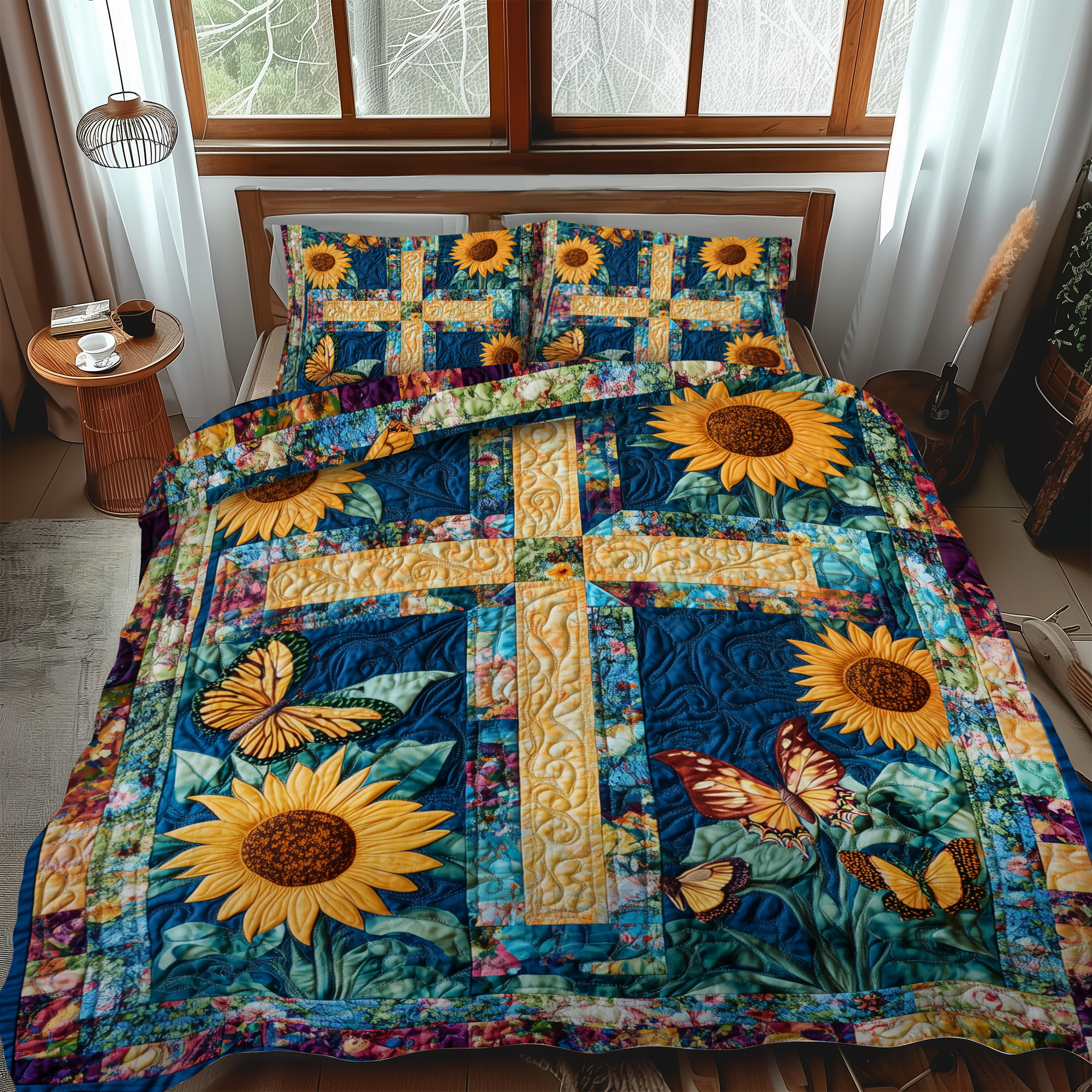 Pure Cross 3-Piece Quilted Bedding Set NCU0VL506