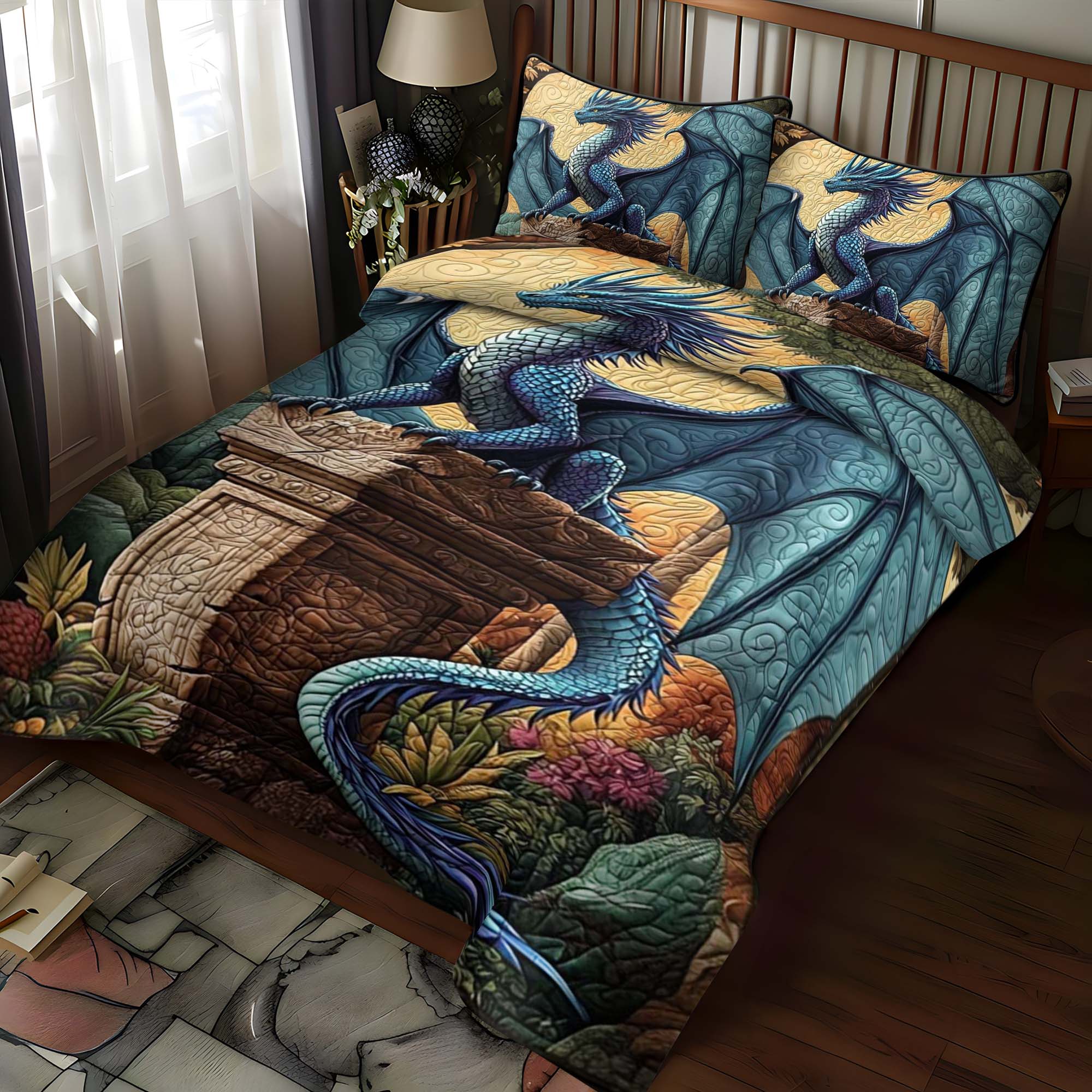 Quicksilver Breath 3-Piece Quilted Bedding Set NCU0NT918