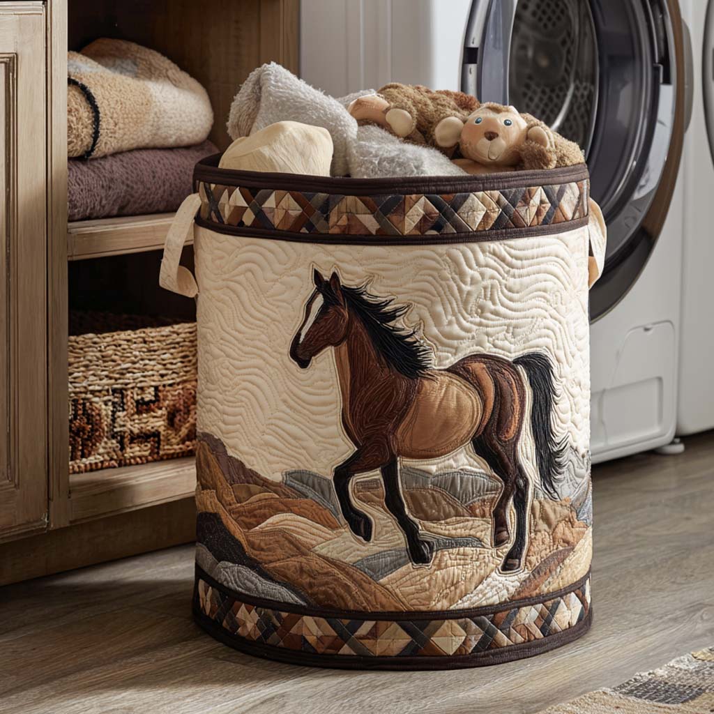 Quiet Hoofbeats Quilted Laundry Basket NCU0NNT1156