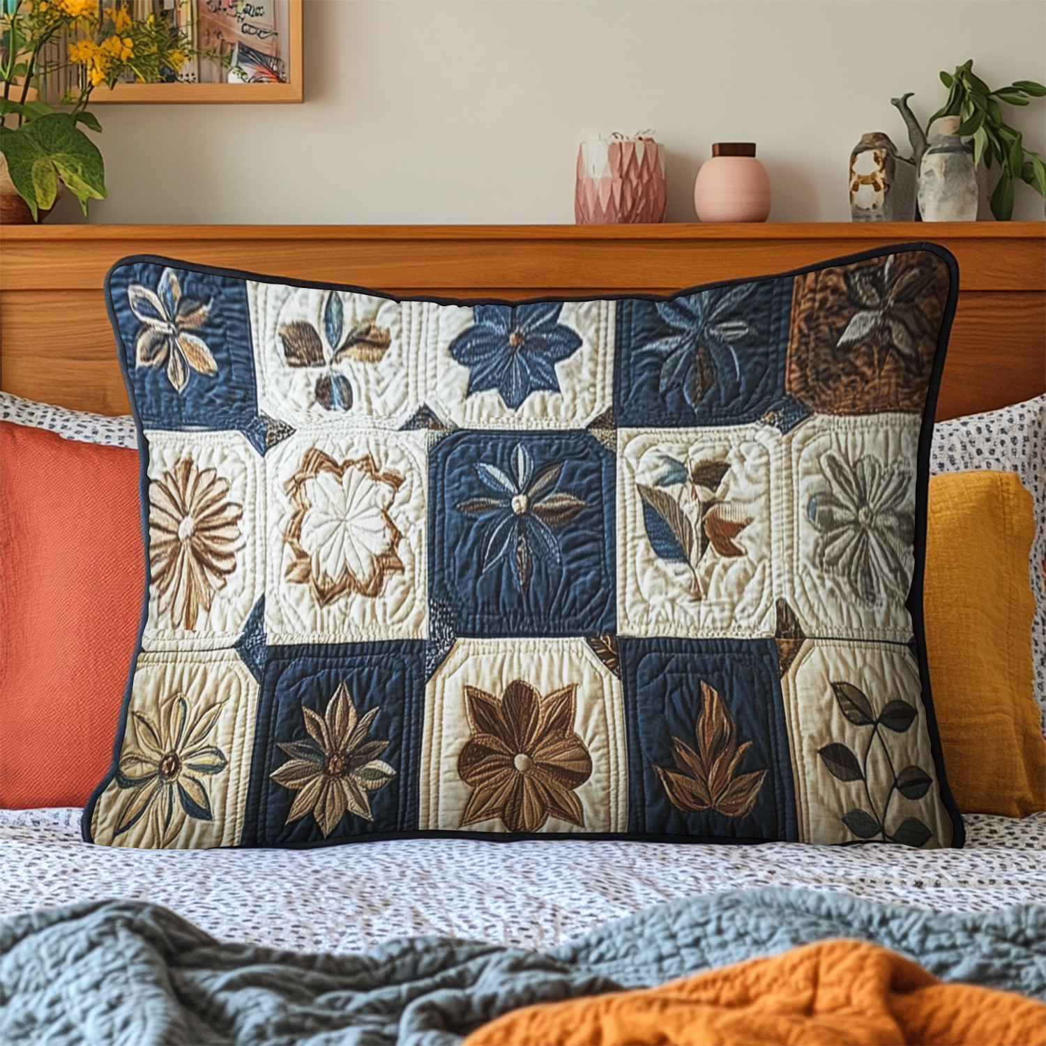 Antique Bloom Quilted Bedding Pillow Case NCU0NVH341