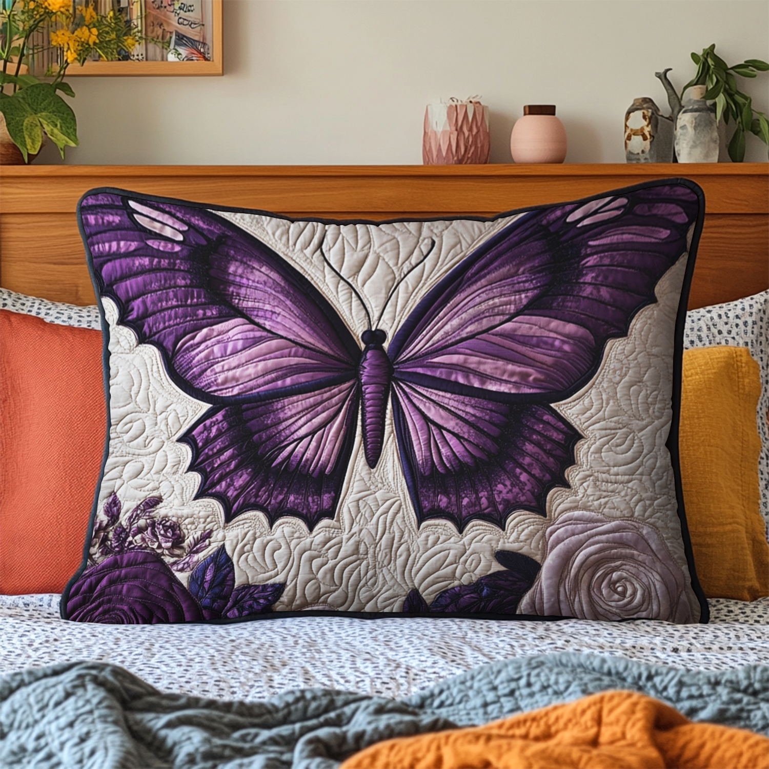 Floral Flight Quilted Bedding Pillow Case NCU0NVH613