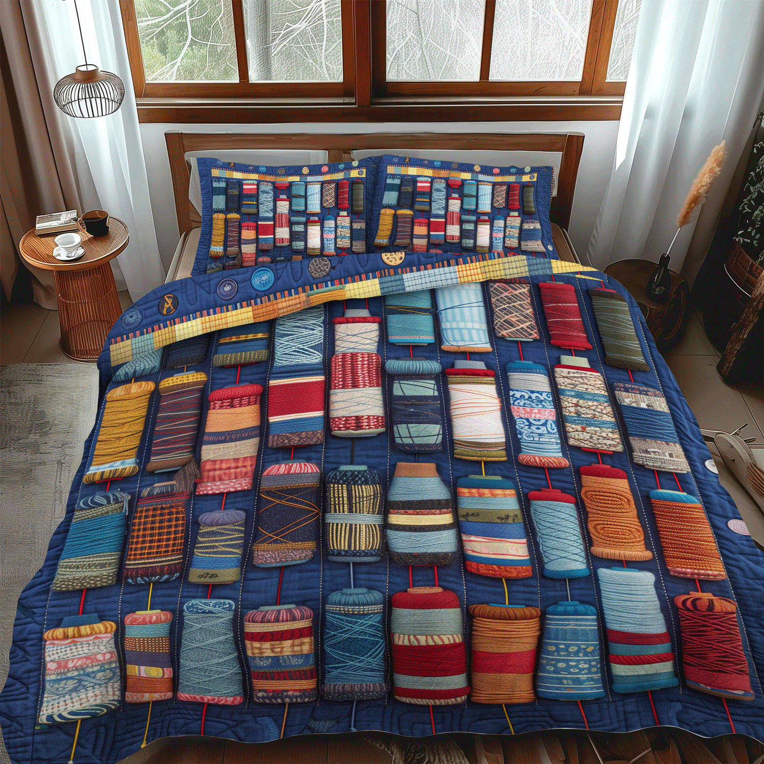 Quilter Spools 3-Piece Quilted Bedding Set NCU0TH1305