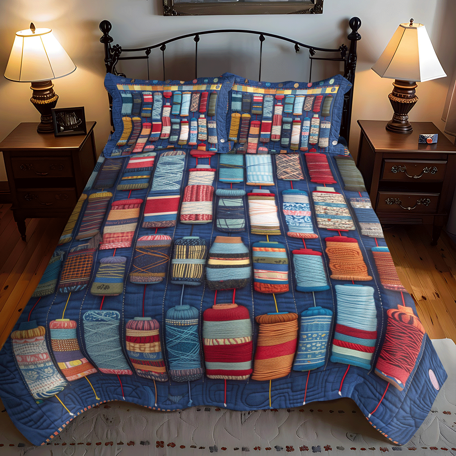 Quilter Spools 3-Piece Quilted Bedding Set NCU0TH1305