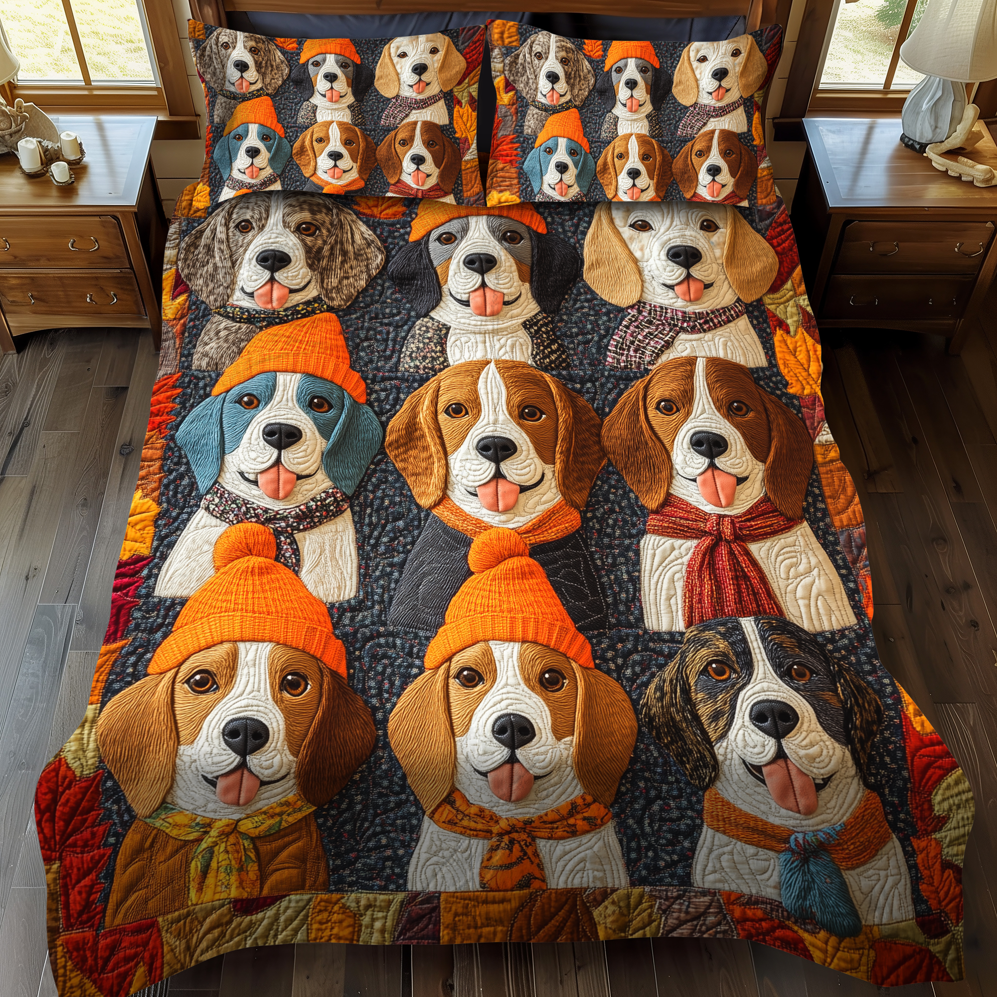 Quirky Beagle 3-Piece Quilted Bedding Set NCU0VL420