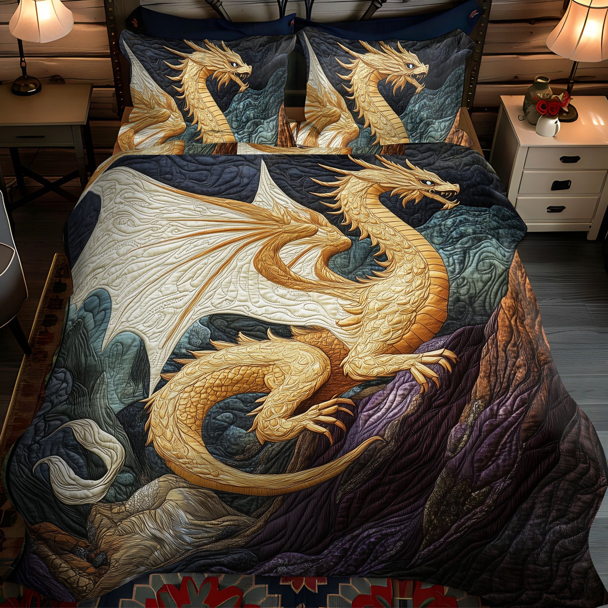 Radiant Drakon 3-Piece Quilted Bedding Set NCU0DK754