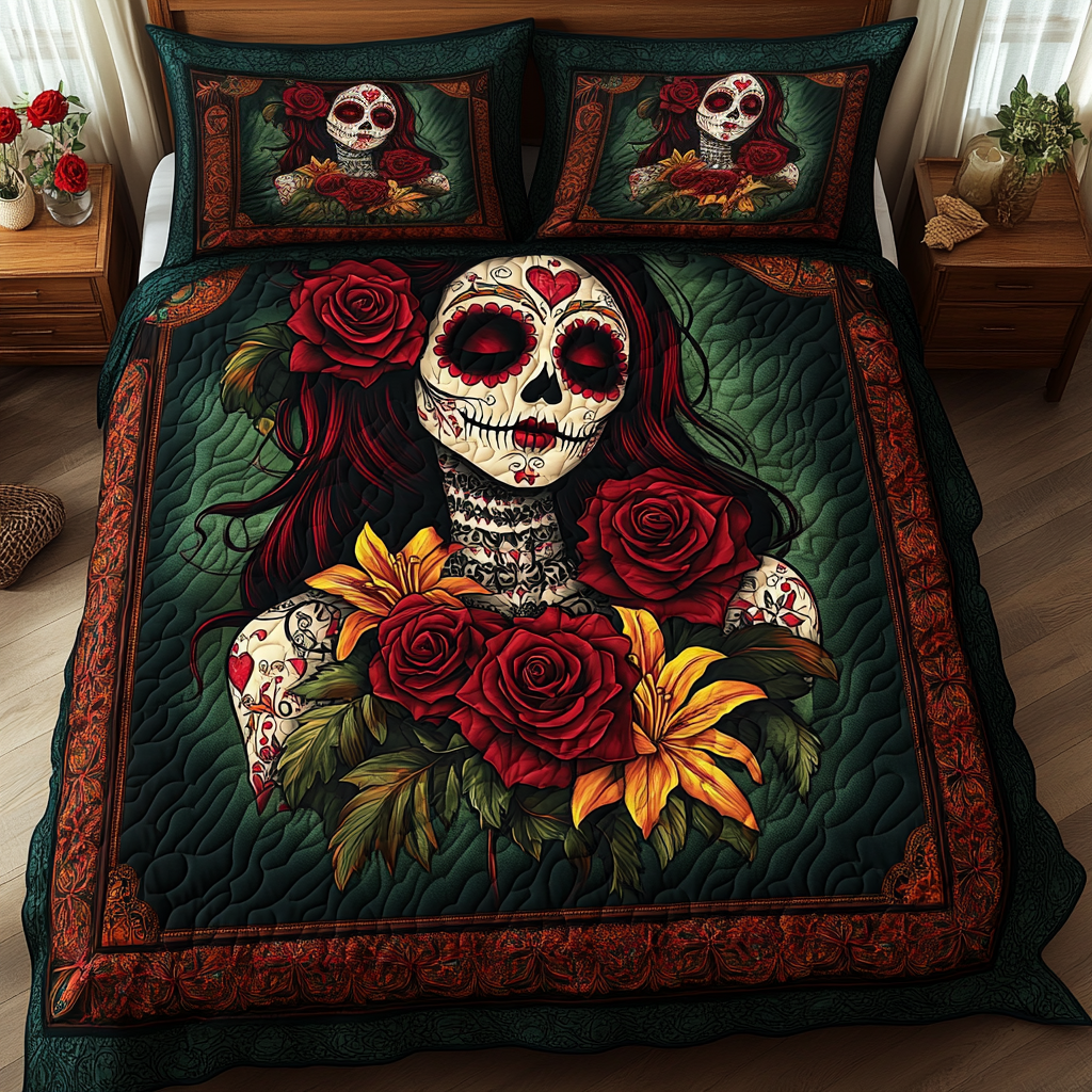 Radiant Skull 3-Piece Quilted Bedding Set NCU0TL1930