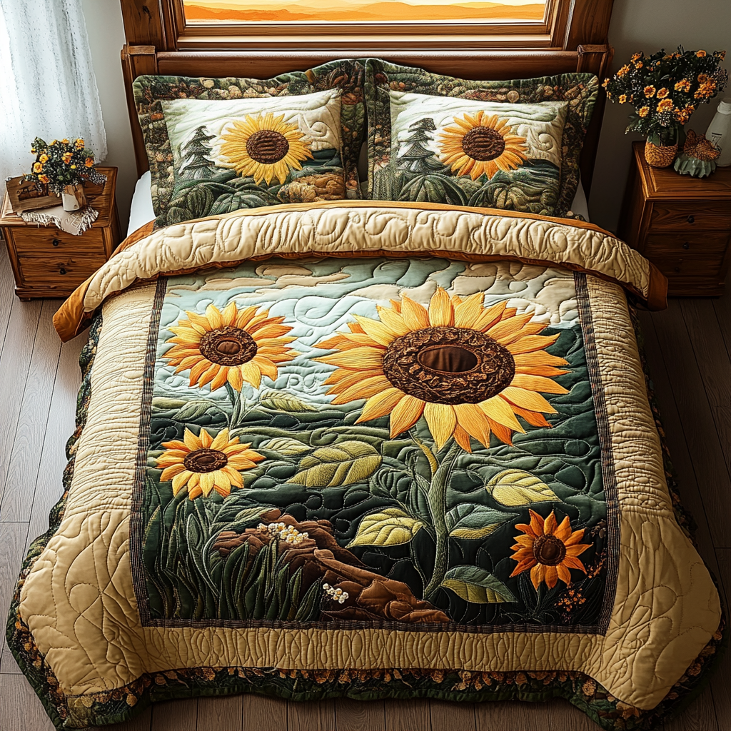 Radiant Petals Quilted Bedding Set NCU0DV094