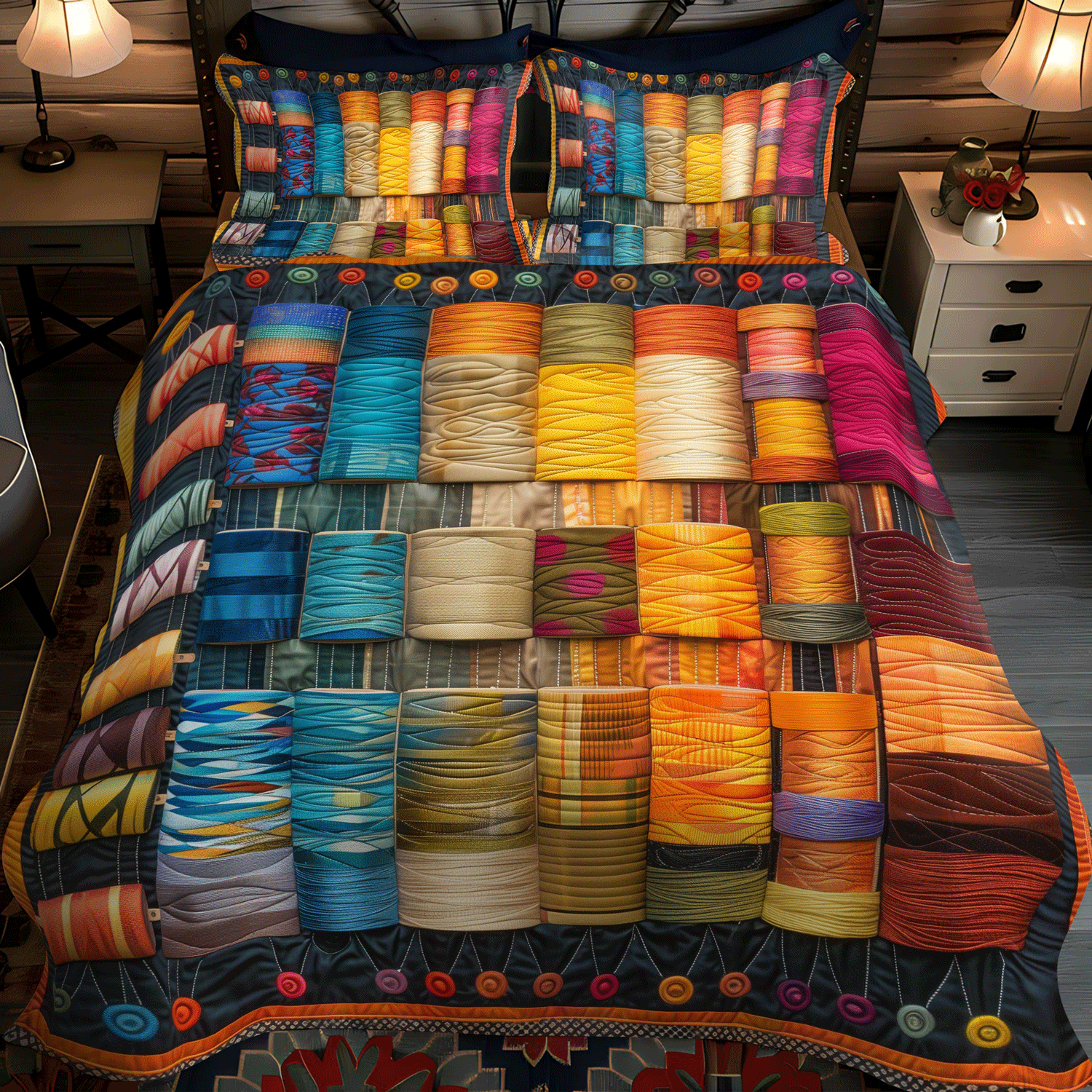 Rainbow Thread 3-Piece Quilted Bedding Set NCU0TH1302