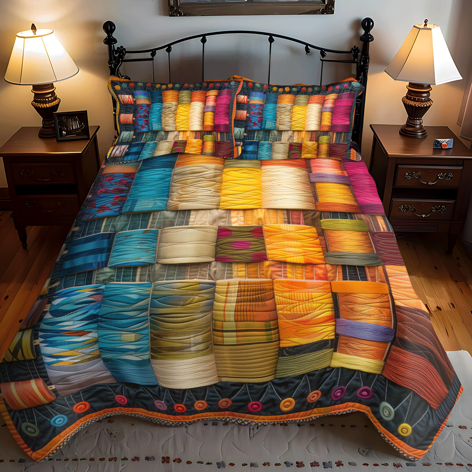 Rainbow Thread 3-Piece Quilted Bedding Set NCU0TH1302