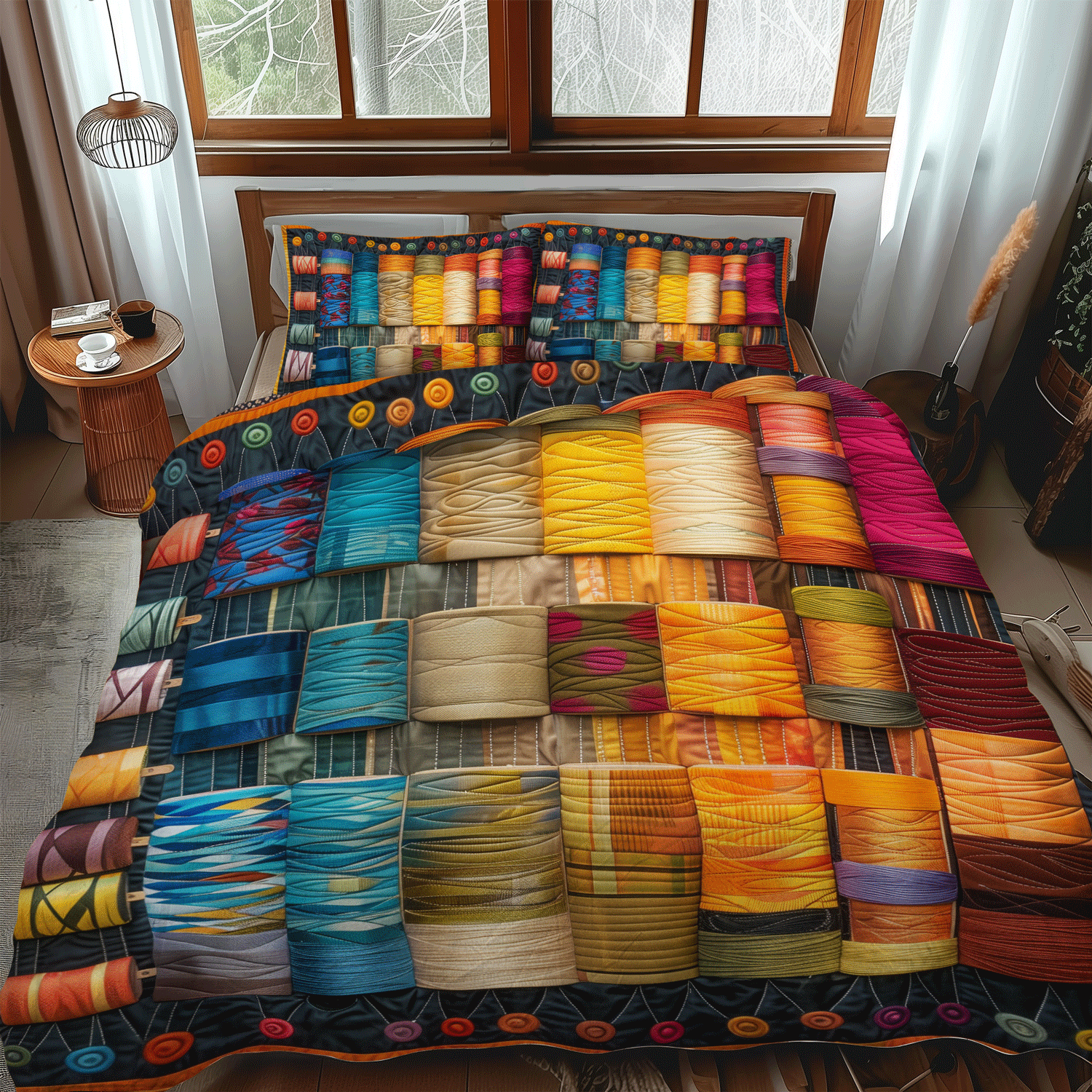 Rainbow Thread 3-Piece Quilted Bedding Set NCU0TH1302