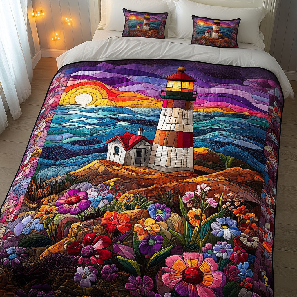 Rainbow Waves 3-Piece Quilted Bedding Set NCU0NNT271