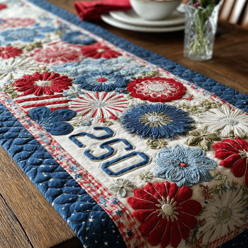 Red White and Boom Quilted Table Runner NCU0PTT3151