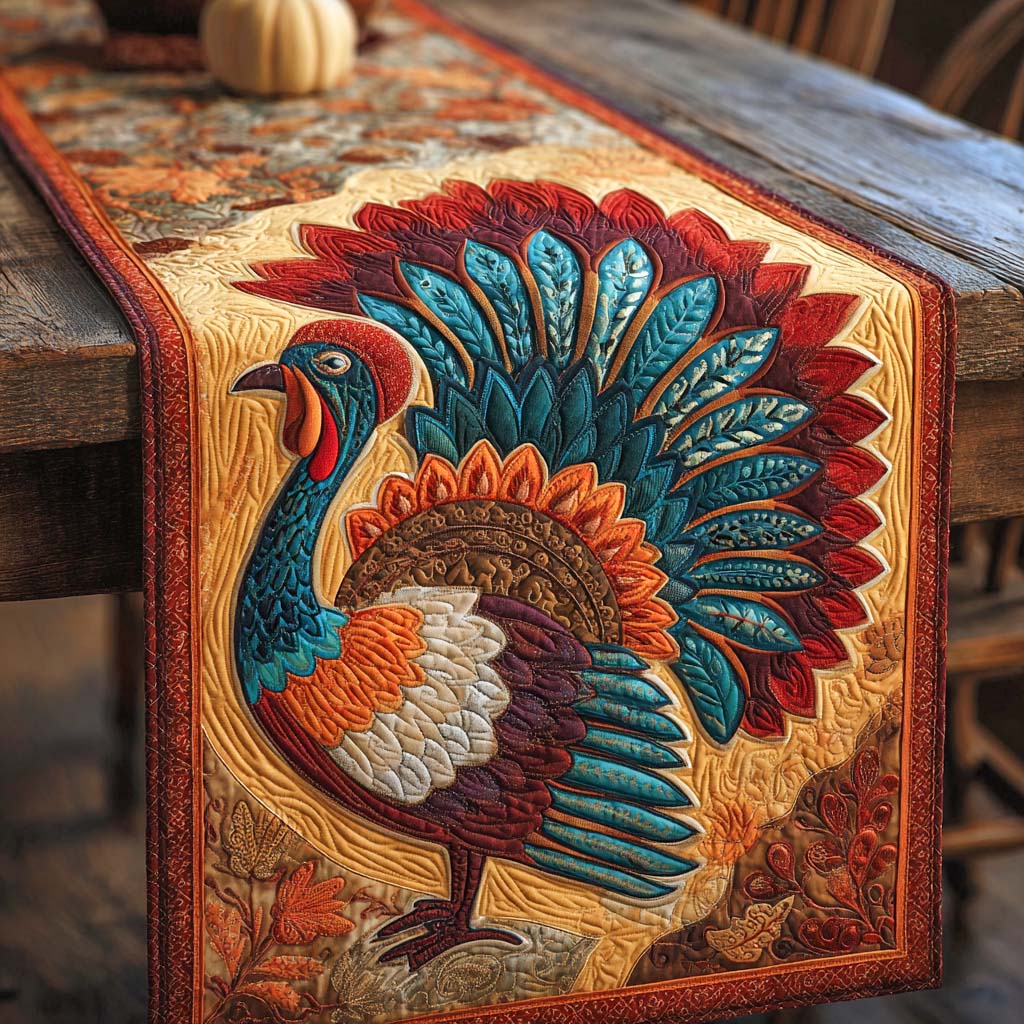 Regal Autumn Turkey Quilted Table Runner NCU0NXD520