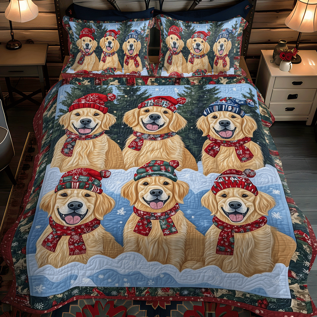 Retriever Delight 3-Piece Quilted Bedding Set NCU0TH1635