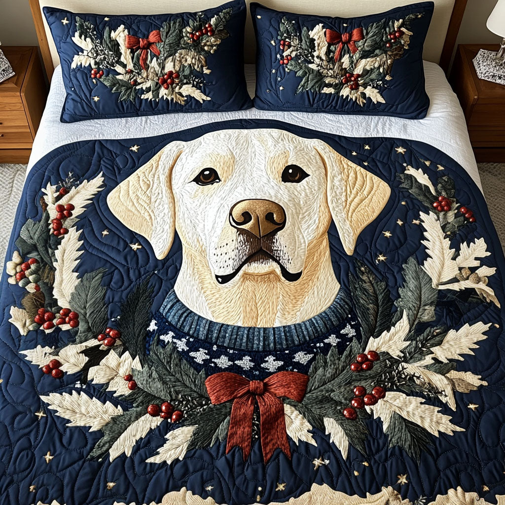 Retriever Winter Wags 3-Piece Quilted Bedding Set NCU0PT2309