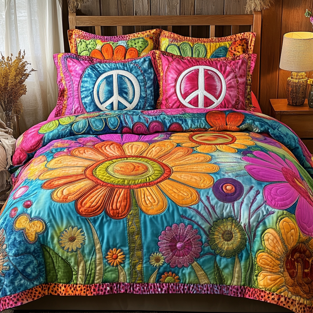 Retro Bloom 3-Piece Quilted Bedding Set NCU0PVL349