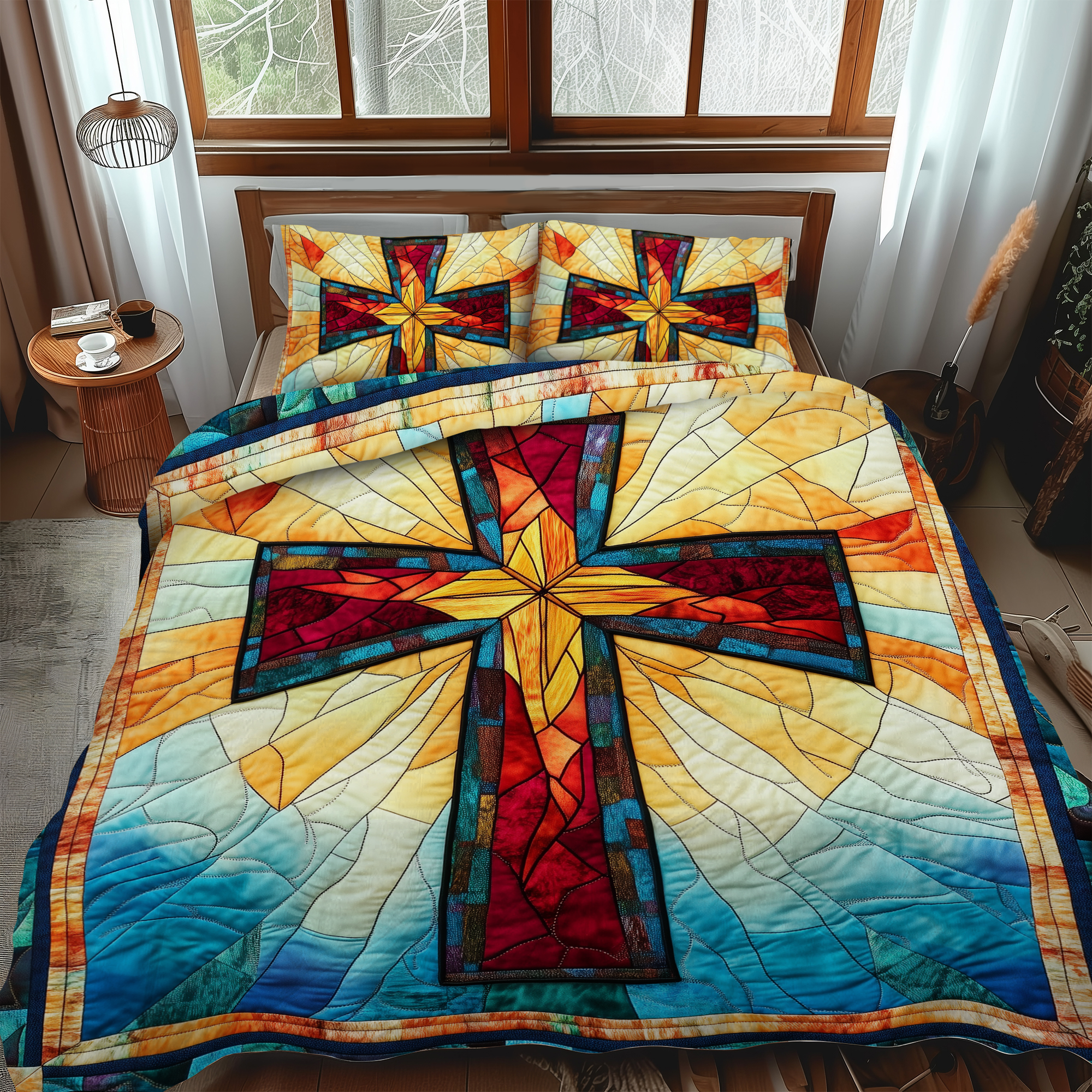 Reverent Cross 3-Piece Quilted Bedding Set NCU0VL509