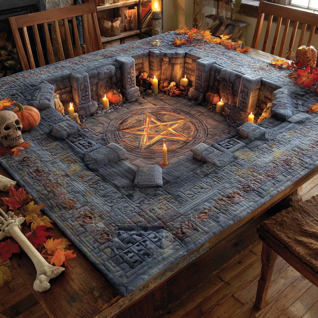 Ritual Pentagram Cellar Quilted Table Topper NCU0NXD382