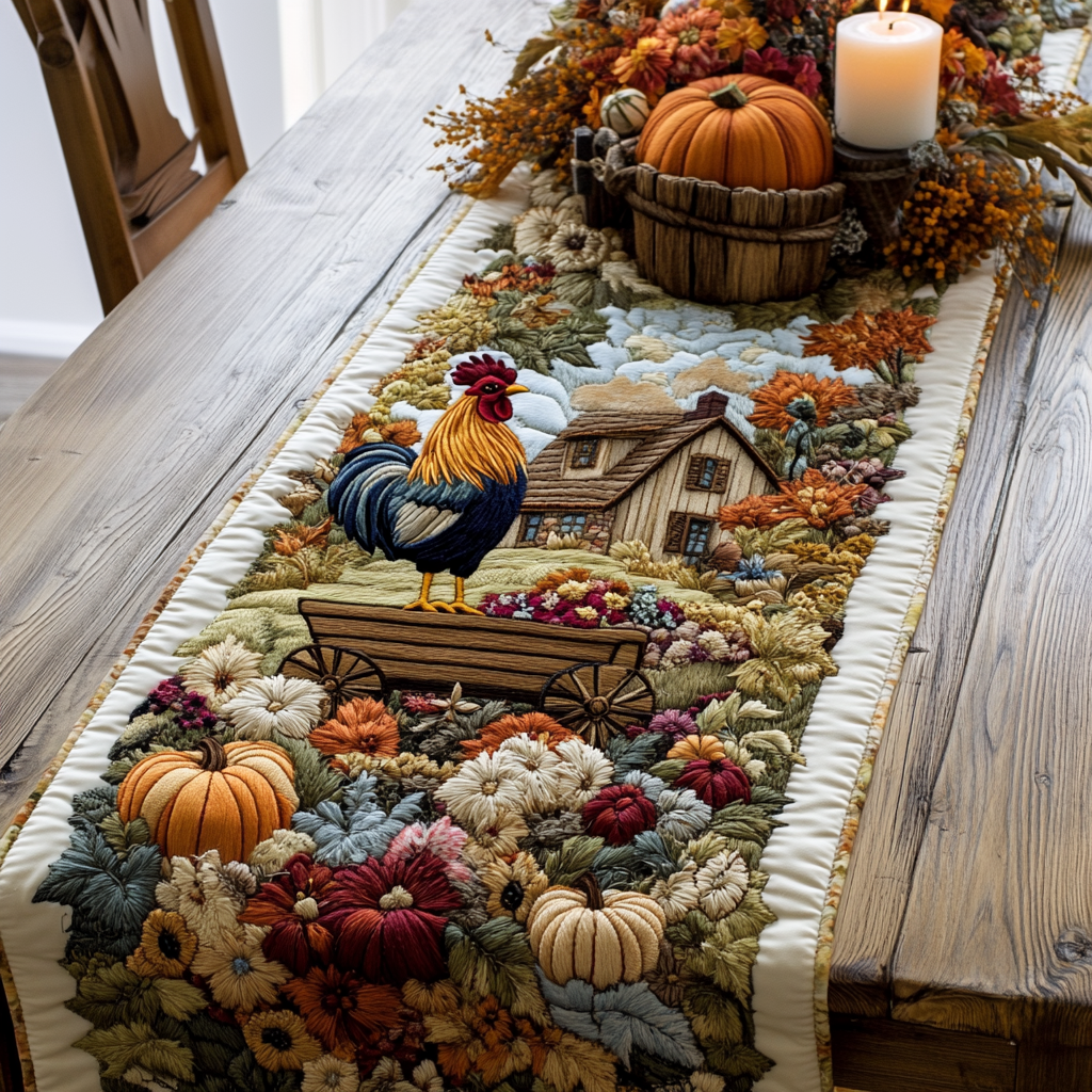 Rooster Romance Quilted Table Runner NCU0NVH404