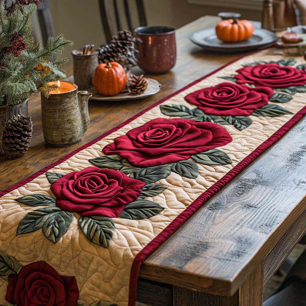 Ruby Roses Quilted Table Runner NCU0NXD278
