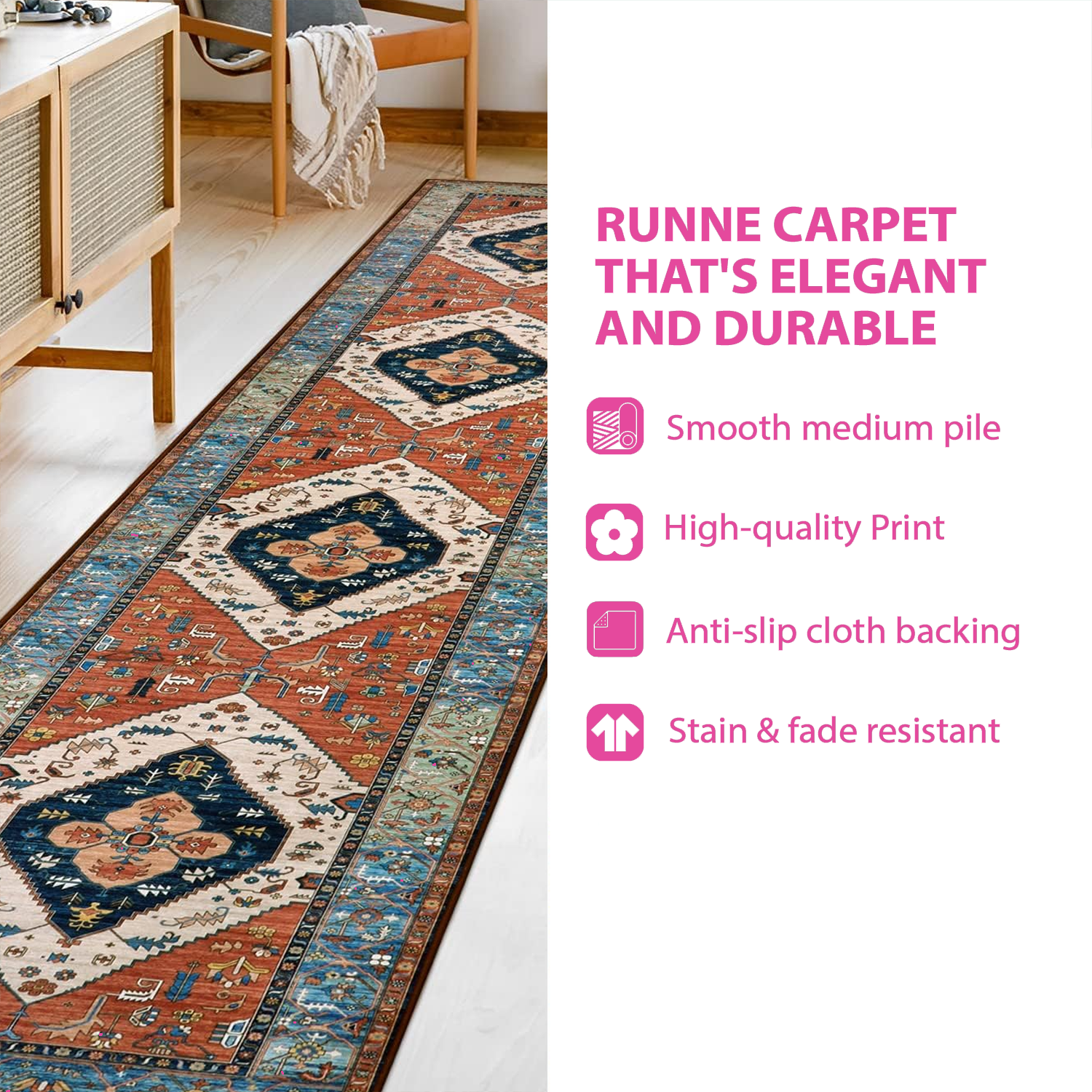 Heritage Rose Path Runner Carpet NCU0LDH587