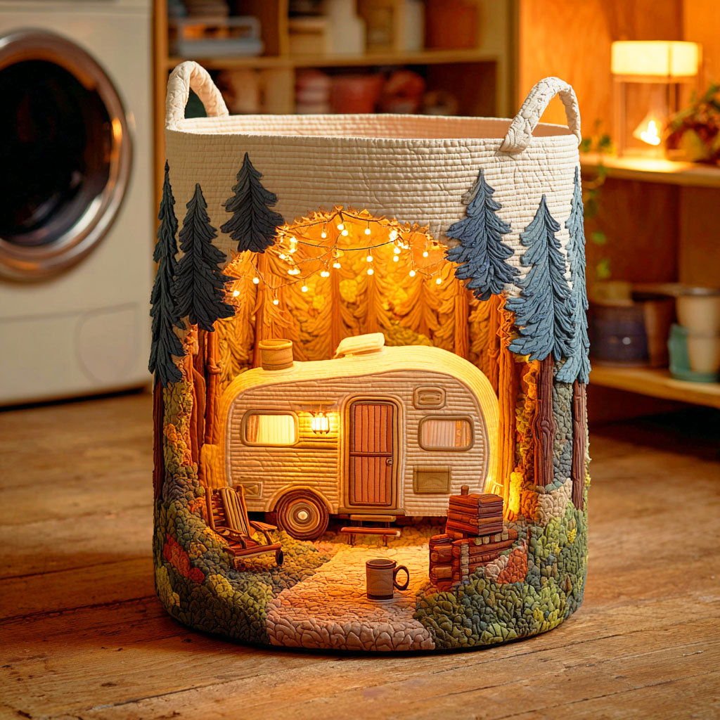 Rustic Camper Quilted Laundry Basket NCU0NTD412
