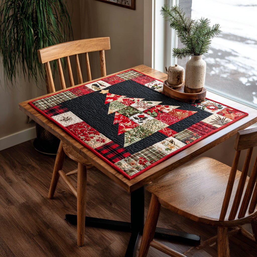 Rustic Christmas Tree Quilted Table Topper NCU0HNH160