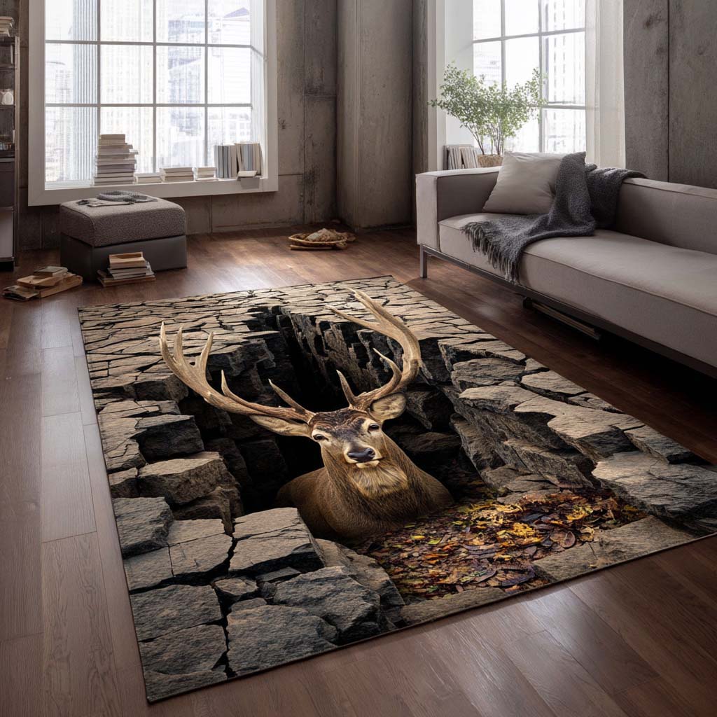 Rustic Deer Area Rug NCU0XD990