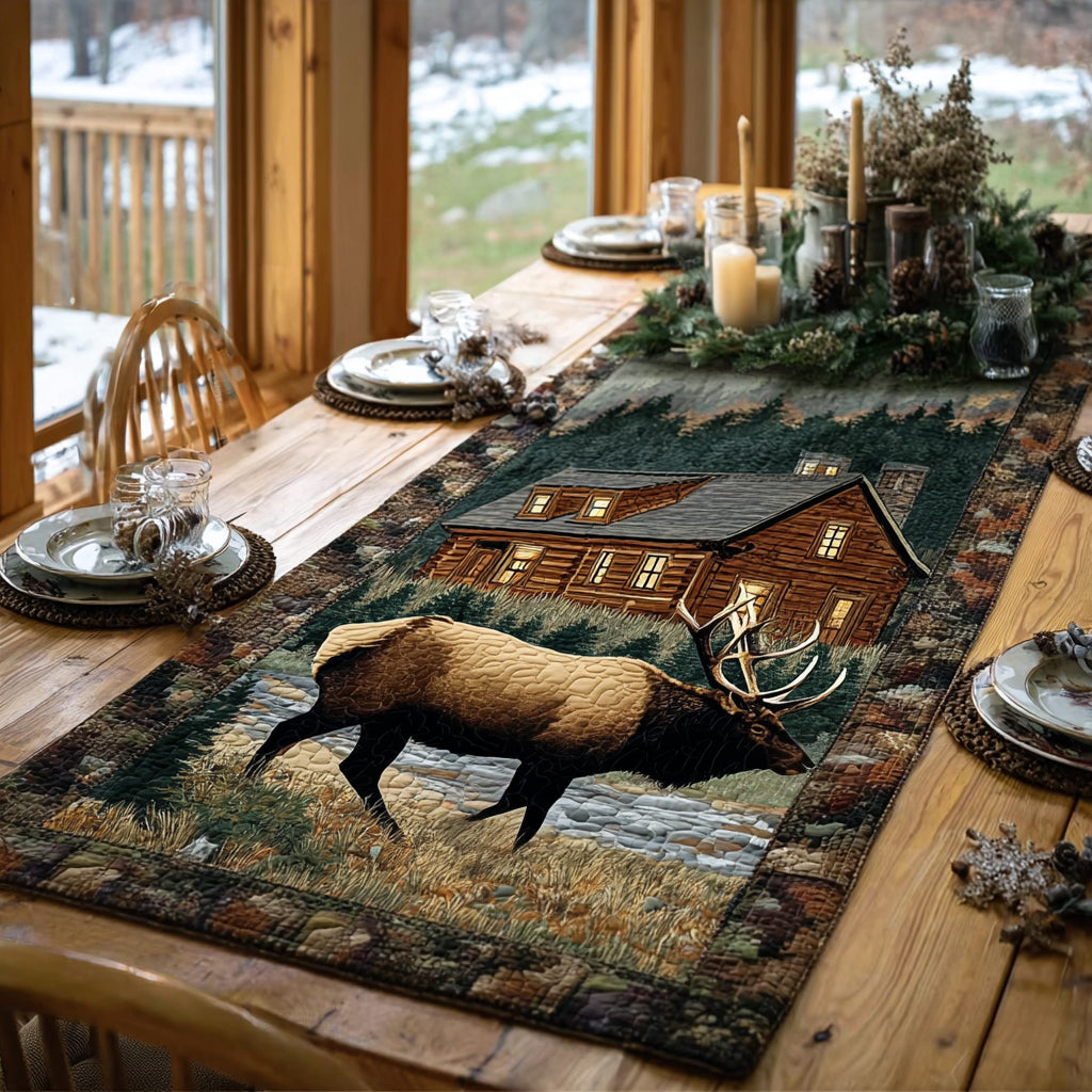 Rustic Elk Quilted Table Runner NCU0DV1155