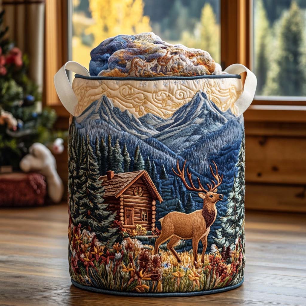 Rustic Elk Spirit Quilted Laundry Basket NCU0NNT1435