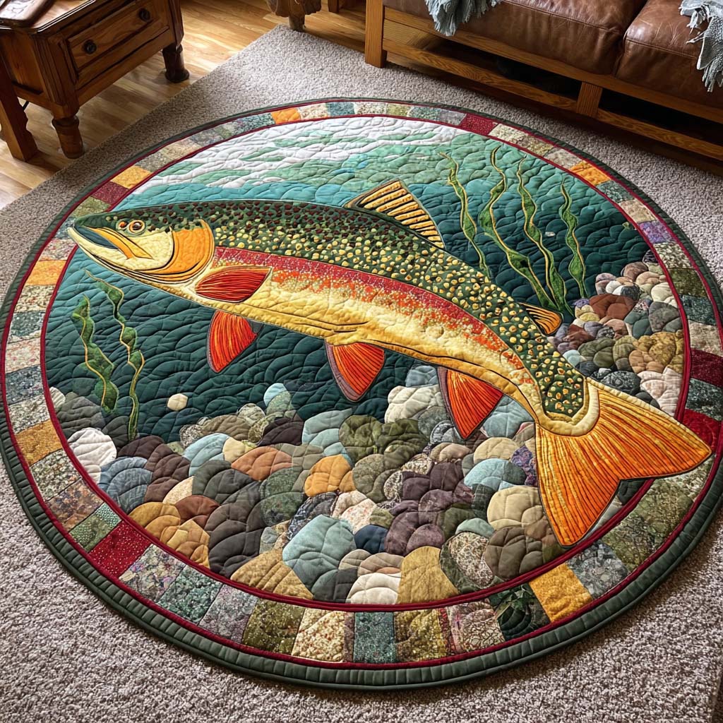 Fishing Quilted Round Mat NCU0QN046