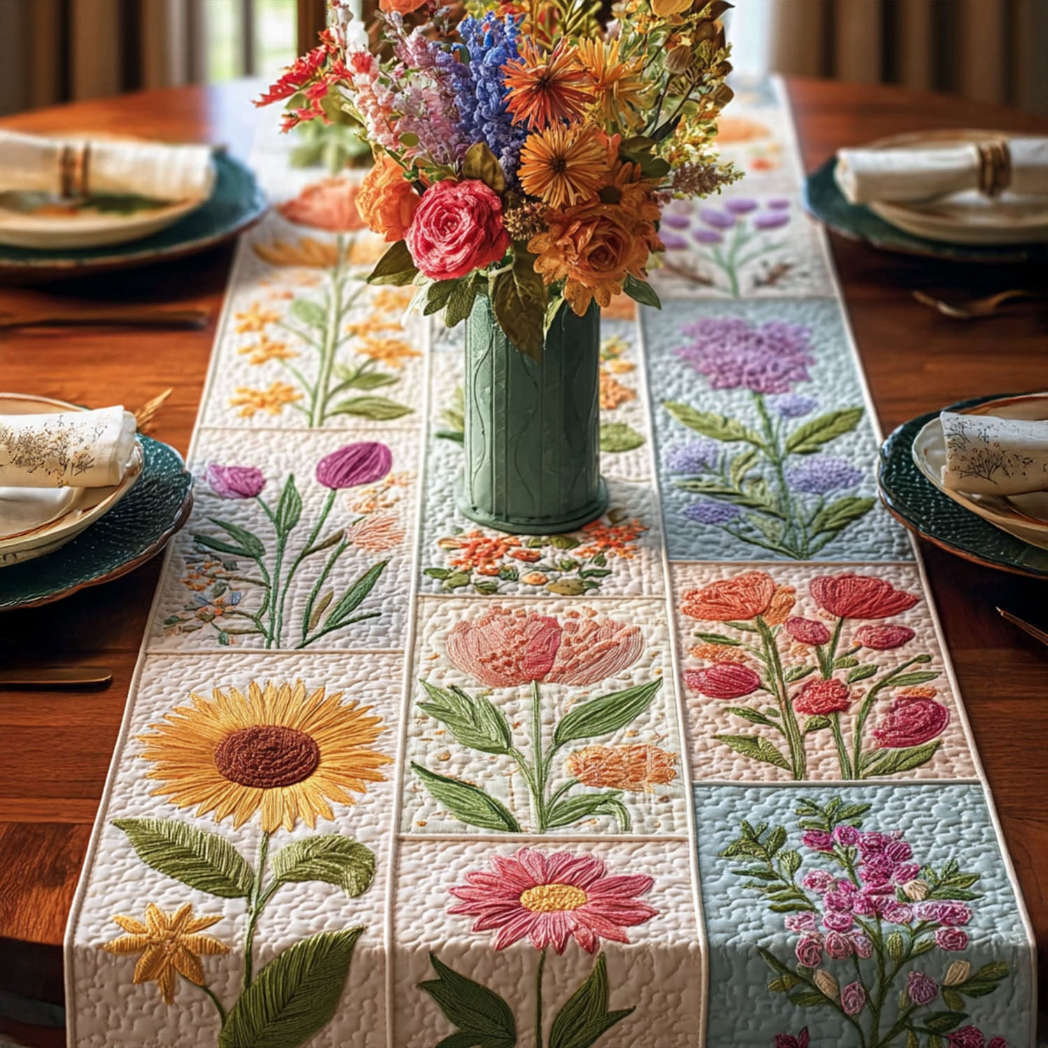 Rustic Flora Quilted Table Runner NCU0PTT673