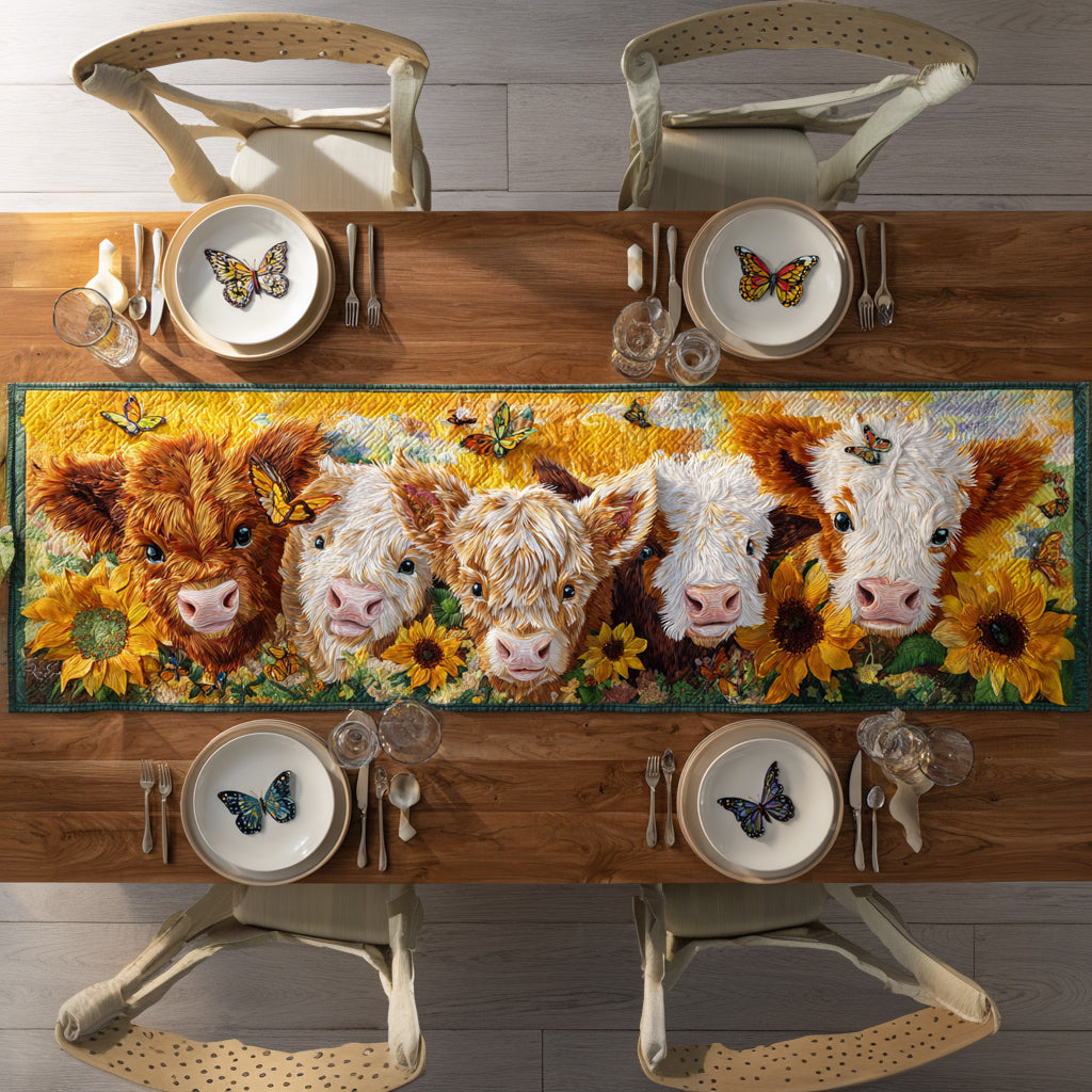 Rustic Highland Cow Quilted Table Runner NCU0HNH600