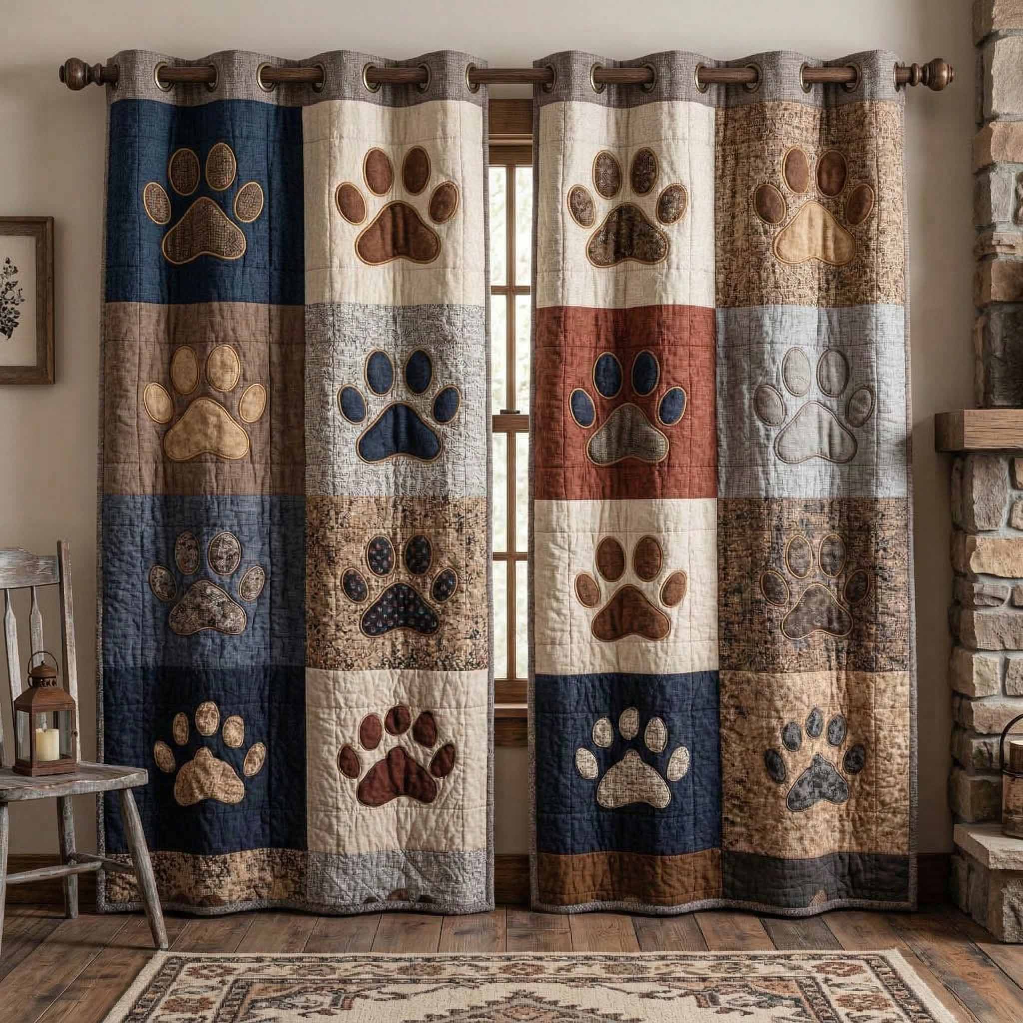 Rustic Paws Quilted Curtains NCU0NXD1669